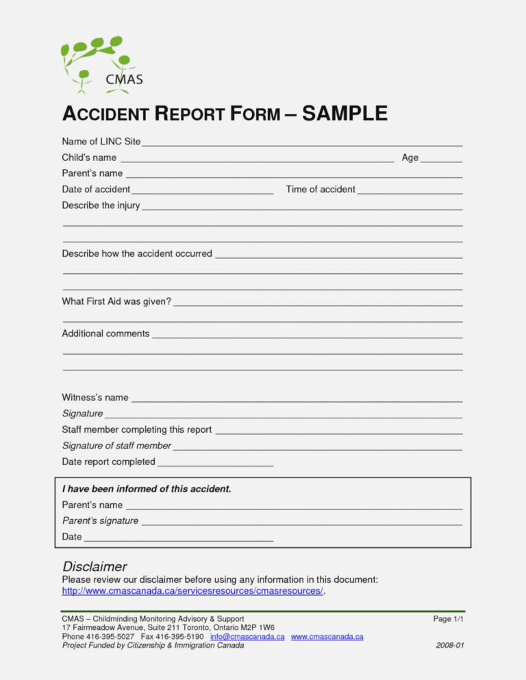 045 Form Templates Accident Incident Report Small Business Within ...