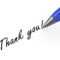 0914 Thank You Note With Blue Pen On White Background Stock Throughout Powerpoint Thank You Card Template