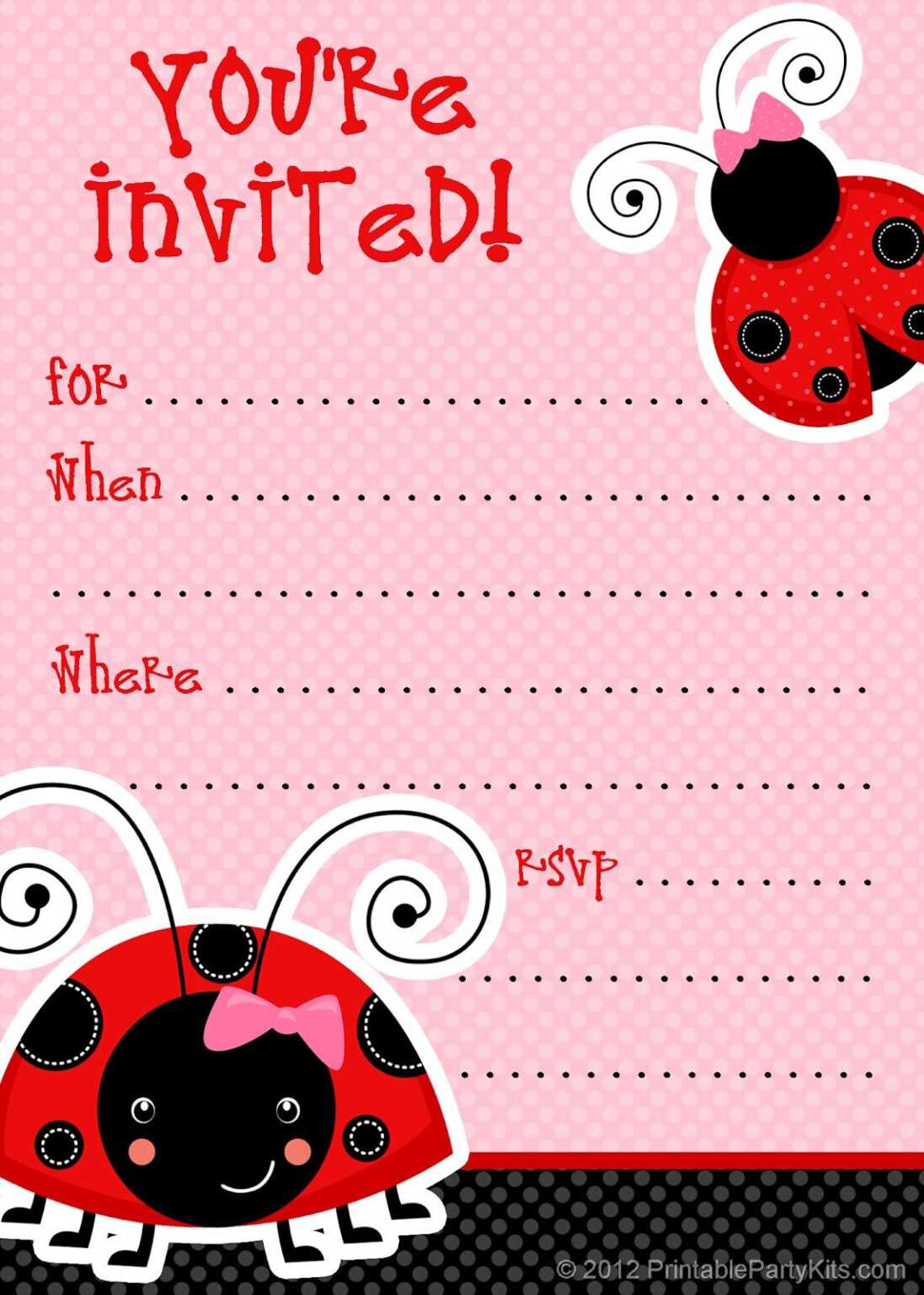 1 Free Printable Ladybug Invitation Blank Template 2 In Blank Ladybug