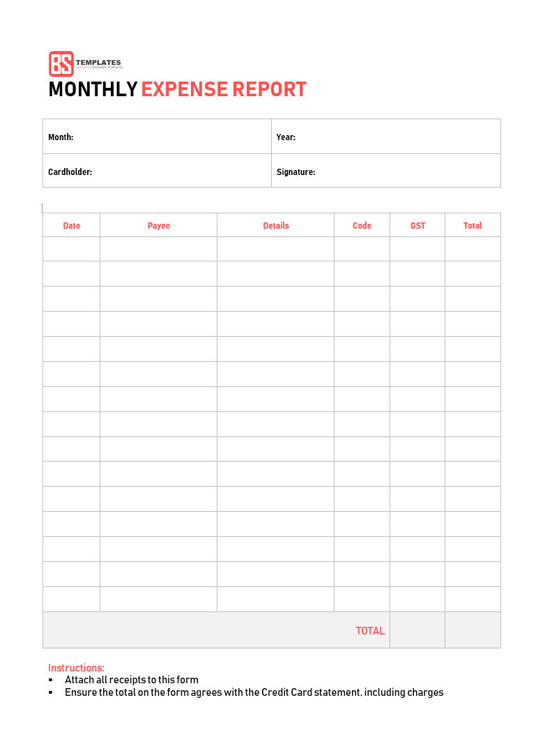 10+ Expense Report Template – Monthly, Weekly Printable Inside Company Expense Report Template