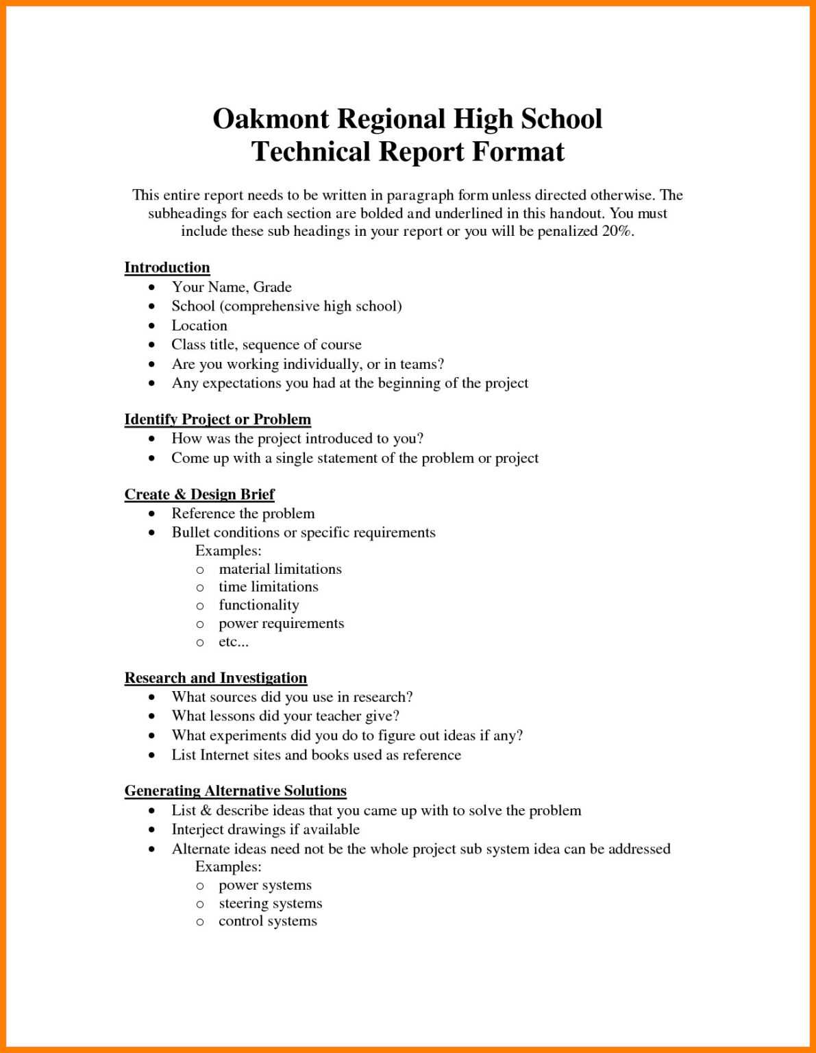 report writing format research