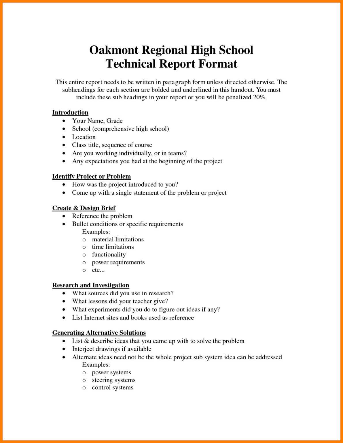 Technical Report Example