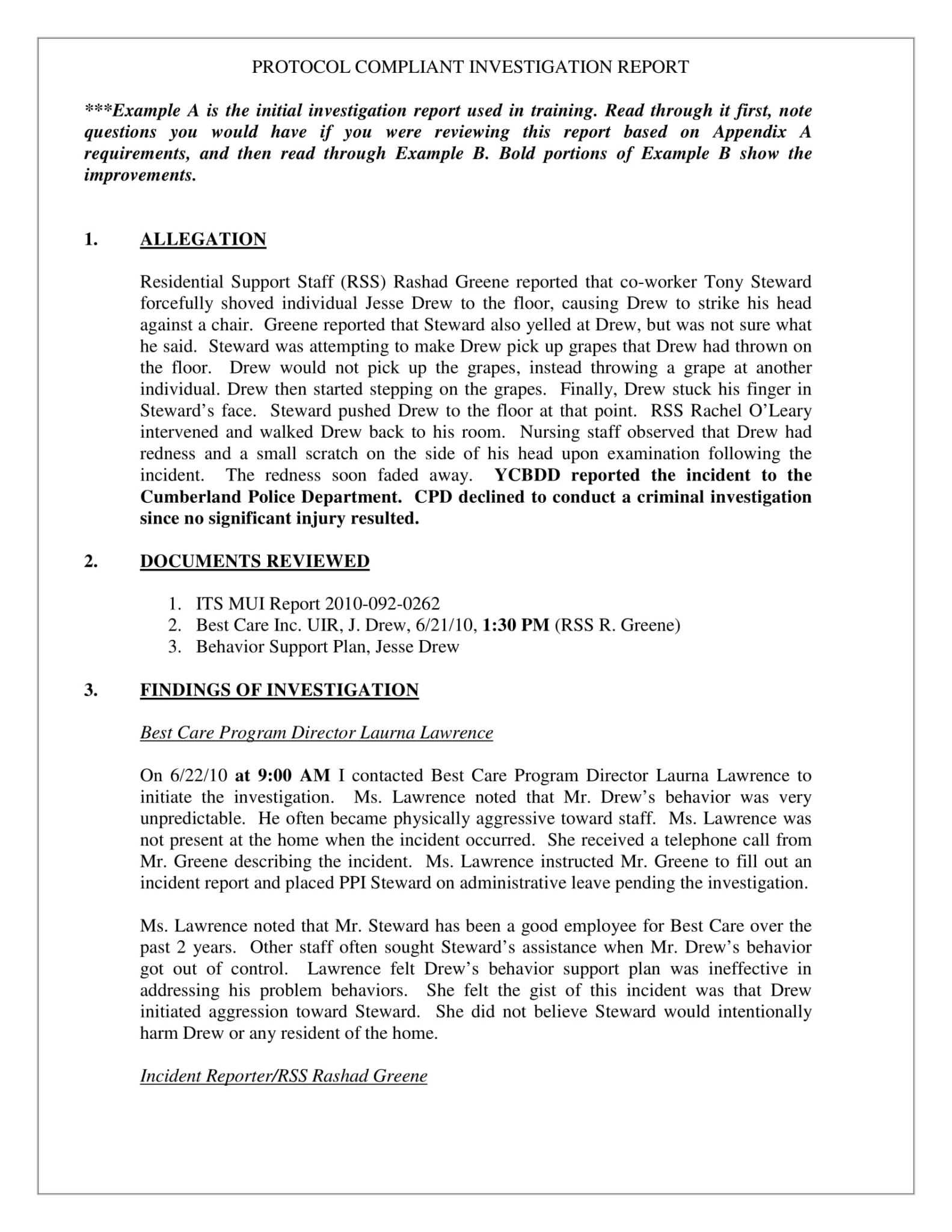 Sexual Harassment Investigation Report Template