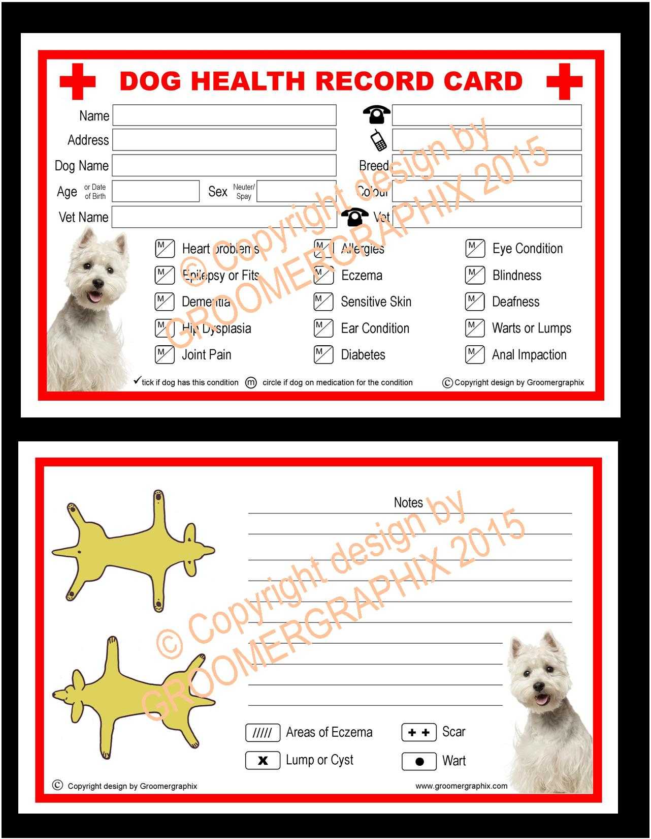 100 Customer Care Cards – Groomergraphix Throughout Dog Grooming Record Card Template
