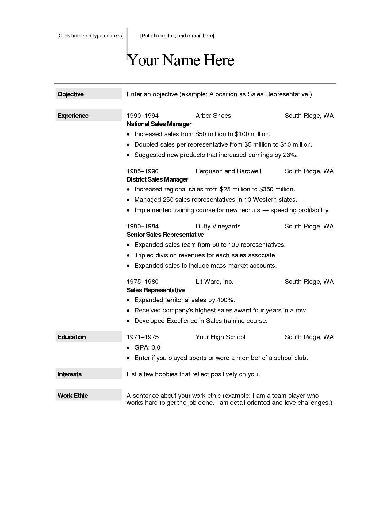 100 Free Printable Resume Templates | Sample Resume | Free In Free Printable Resume Templates Microsoft Word