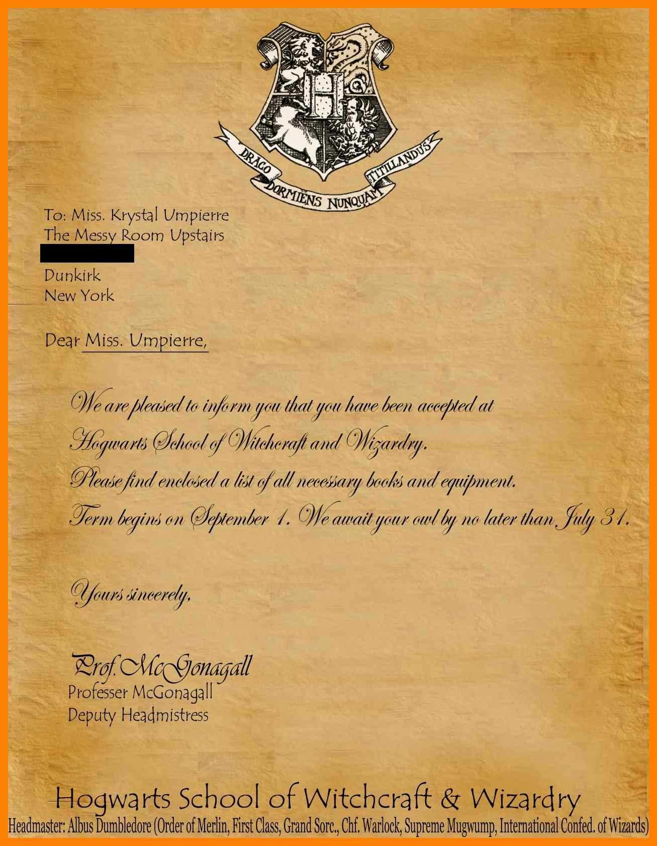 11+ Harry Potter Acceptance Letter Template Download Inside Harry Potter Certificate Template