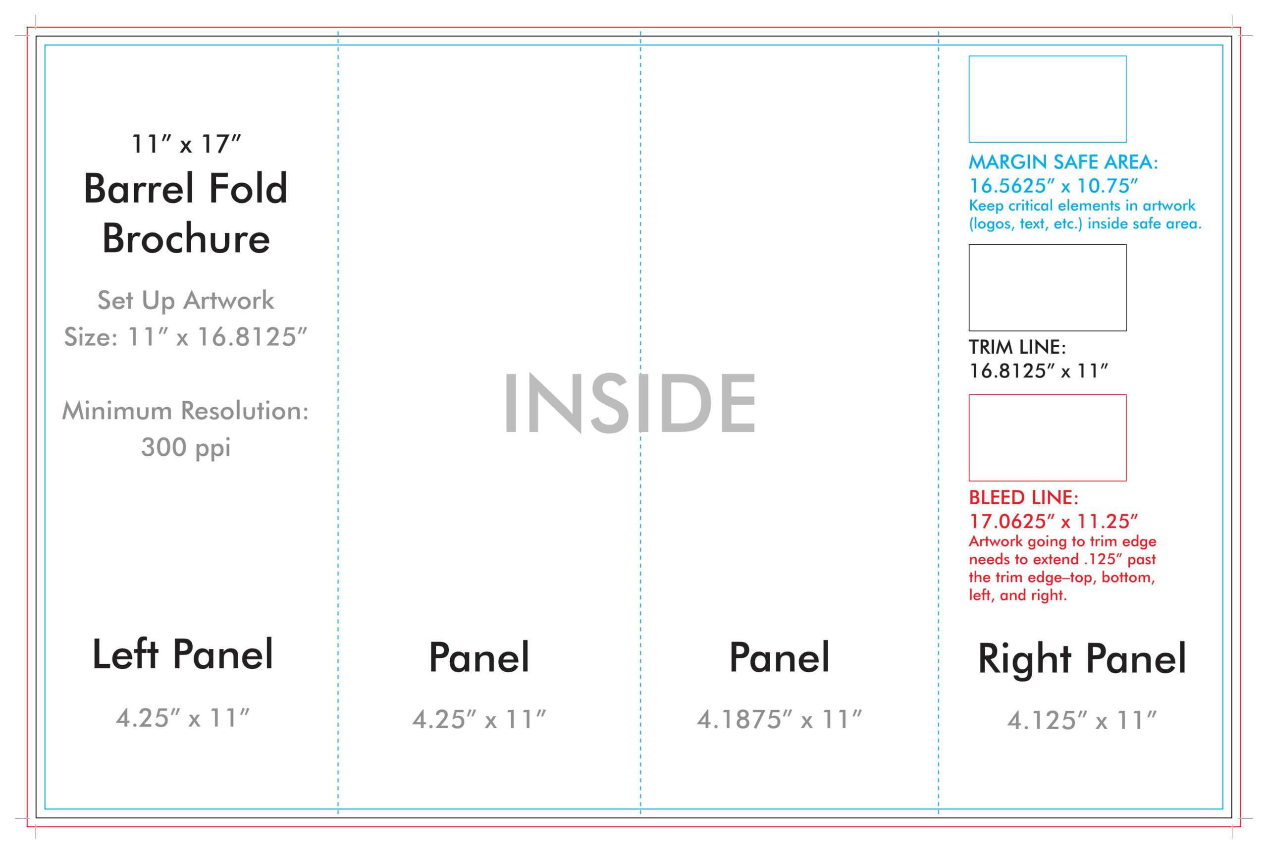 11" X 17" Barrel Fold Brochure Template – U.s. Press Regarding 4 Panel Brochure Template