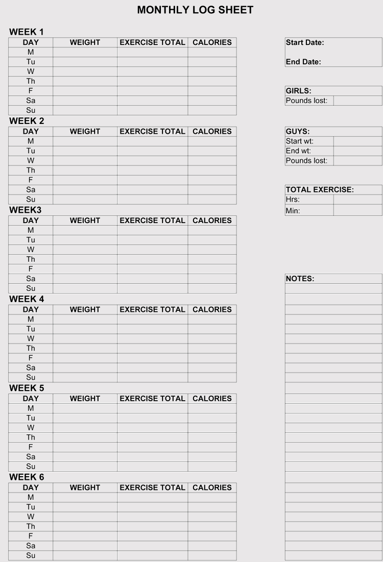 12+ Blank Workout Log Sheet Templates To Track Your Progress Throughout Blank Workout Schedule Template