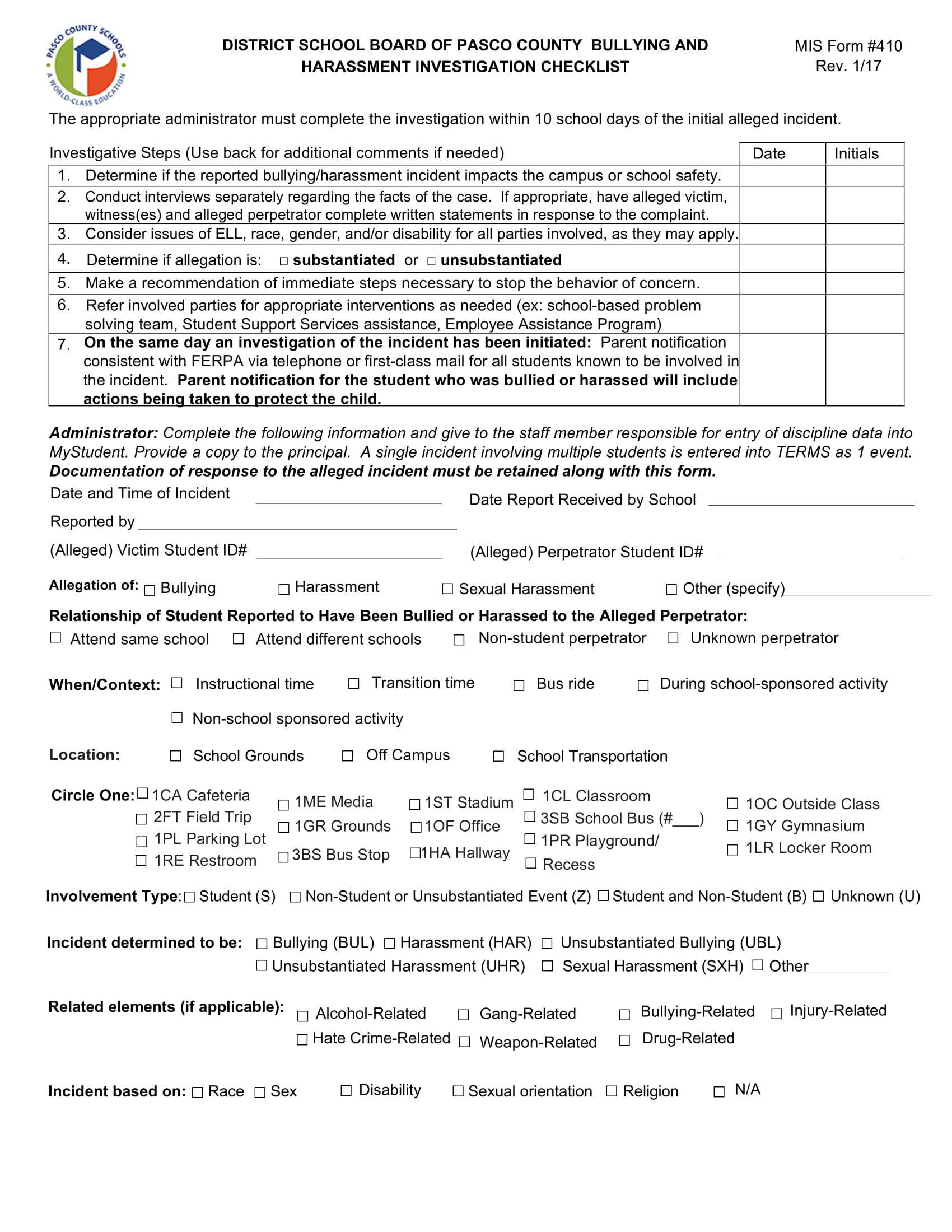 12+ Harassment Investigation Checklist Examples – Pdf Regarding Sexual Harassment Investigation Report Template