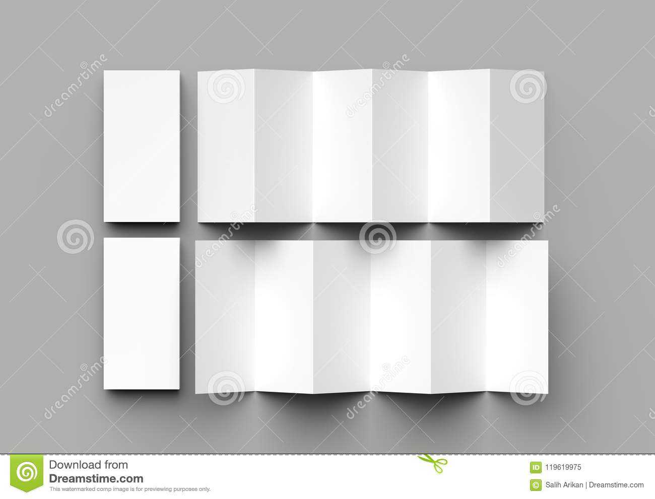 12 Page Leaflet, 6 Panel Accordion Fold – Z Fold Vertical With 6 Panel Brochure Template