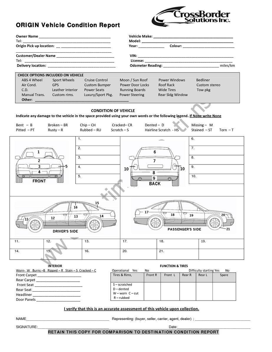 12+ Vehicle Condition Report Templates - Word Excel Samples With Truck Condition Report Template