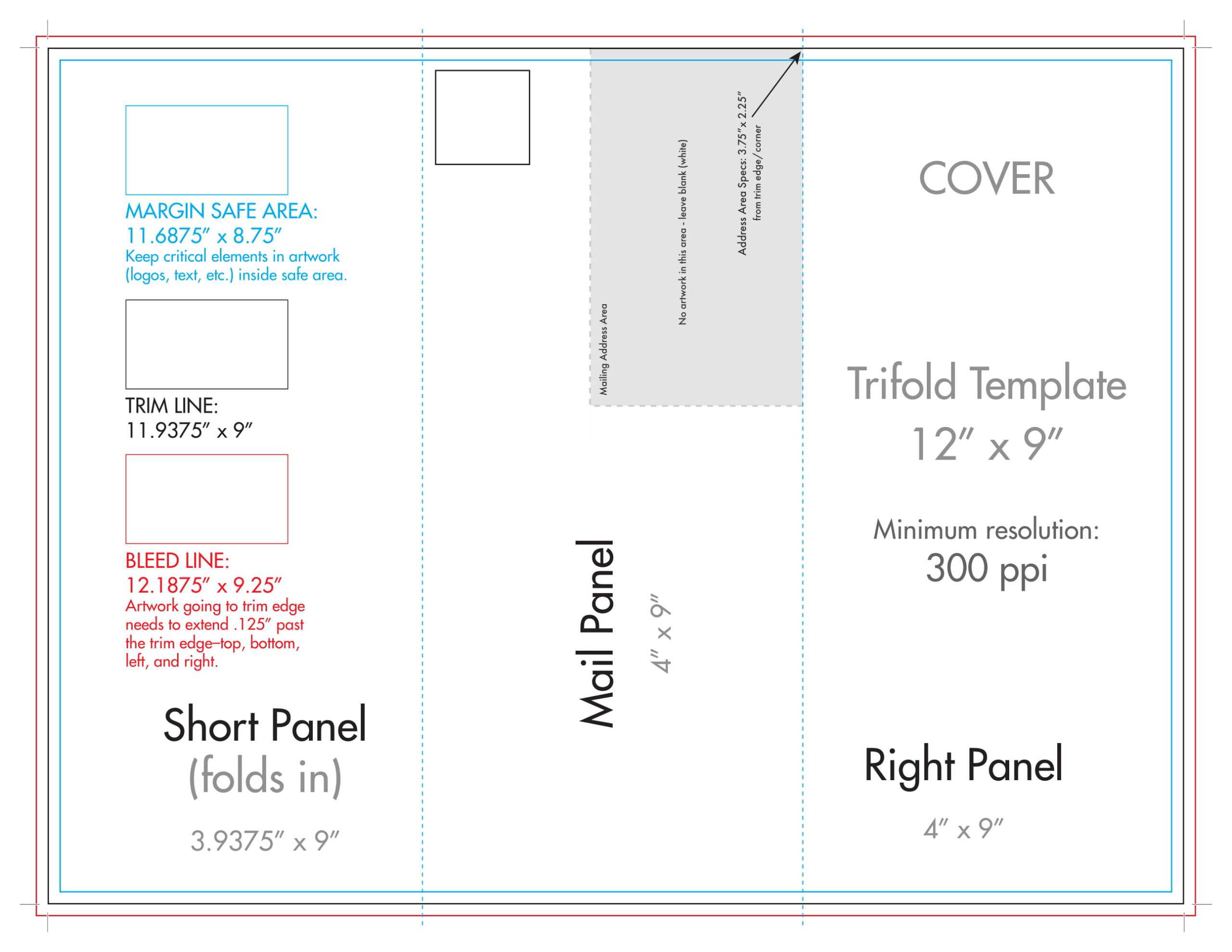 12" X 9" Rack Brochure Template (Tri Fold) – U.s. Press Pertaining To Brochure 4 Fold Template