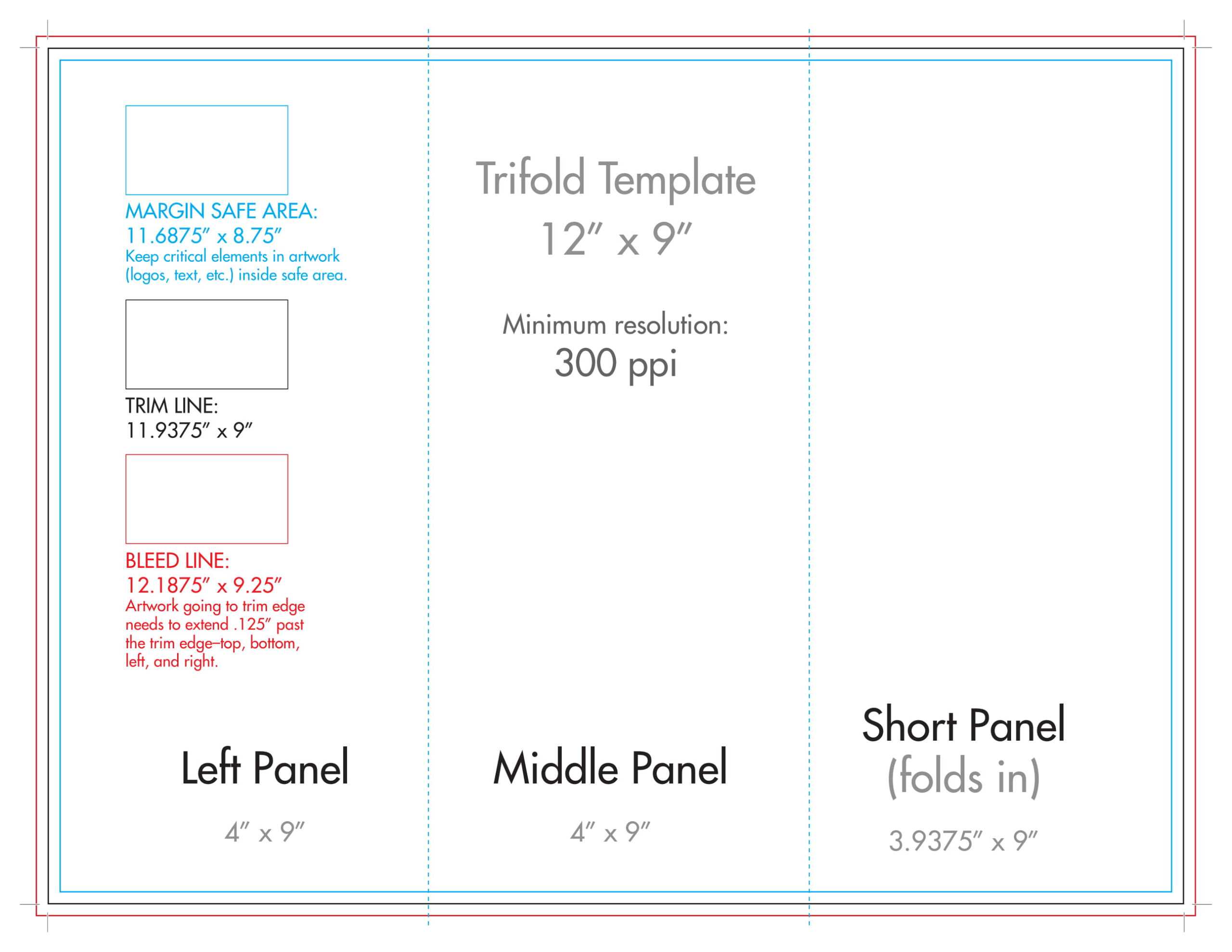 12" X 9" Rack Brochure Template (Tri Fold) – U.s. Press Regarding Three Panel Brochure Template