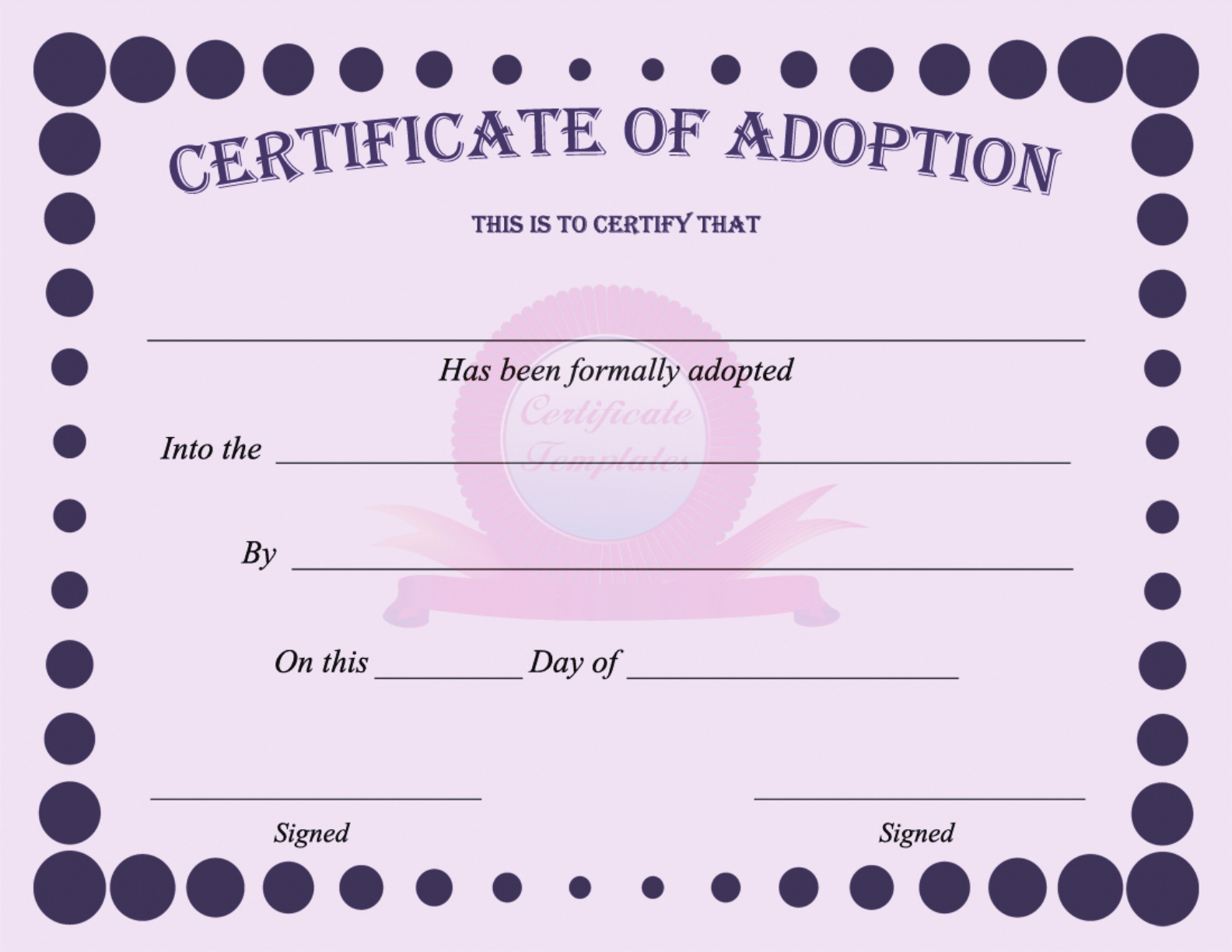 15+ Adoption Certificate Templates | Free Printable Word With Adoption Certificate Template