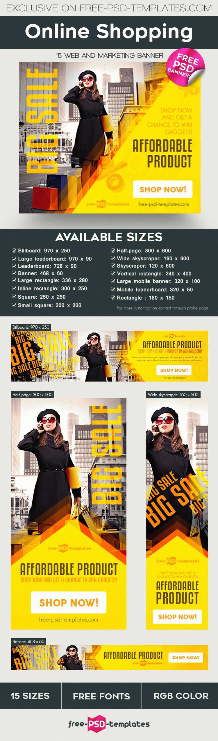 15 Free Online Shopping Banner In Psd | Free Psd Templates Within Free Online Banner Templates