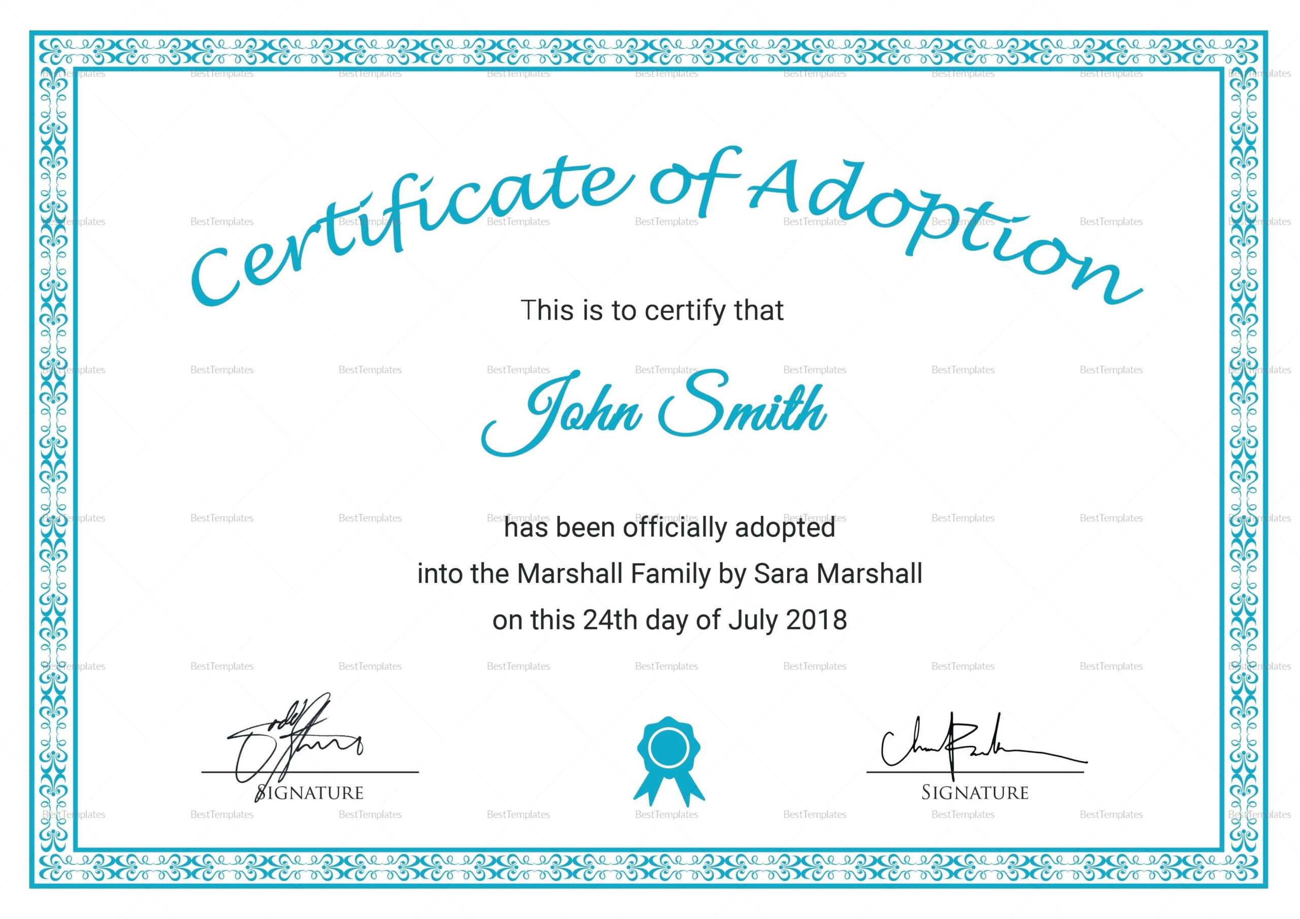 16+ Adoption Certificate Sample | Resume Pdf Intended For Adoption Certificate Template