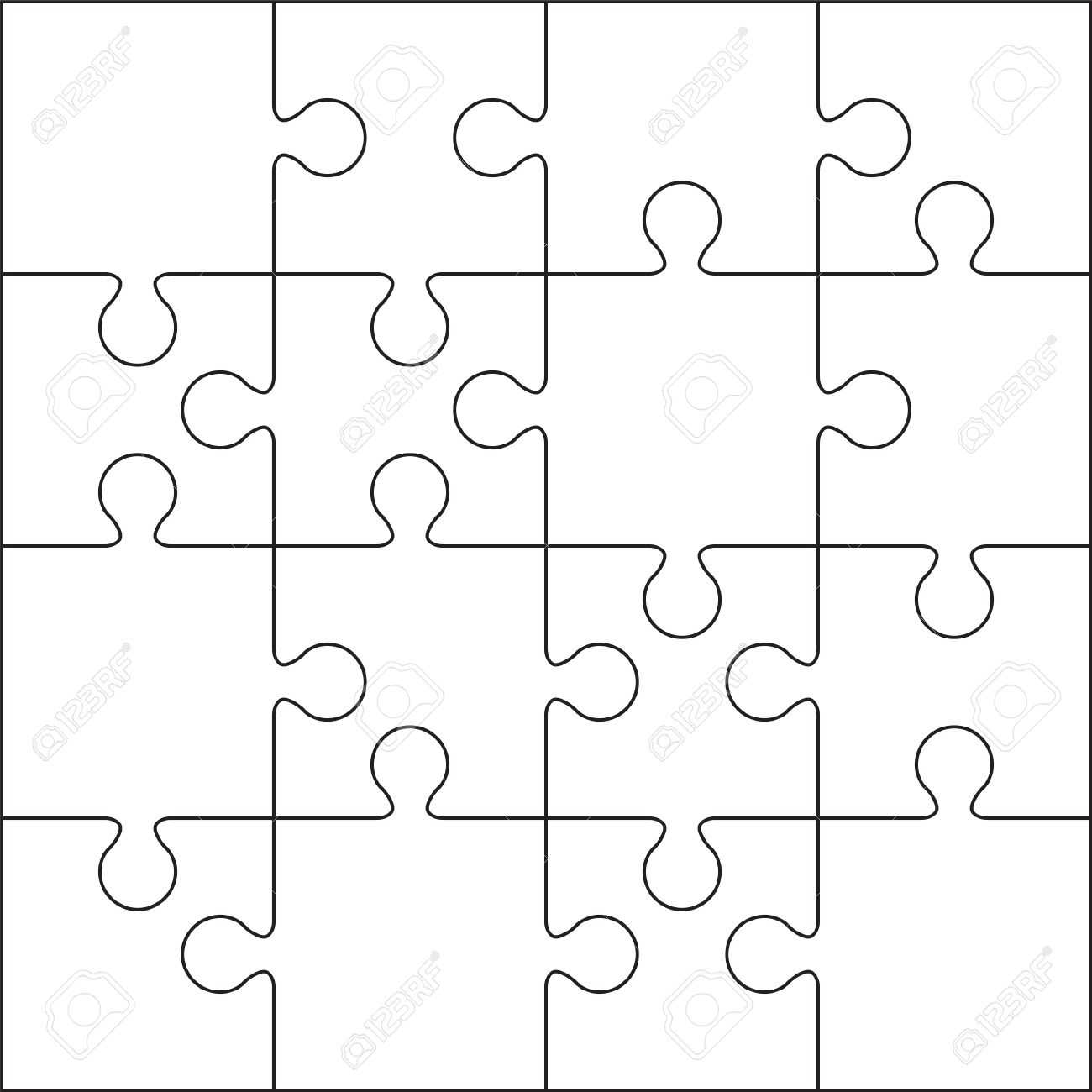 16 Jigsaw Puzzle Blank Template Or Cutting Guidelines With Blank Jigsaw Piece Template