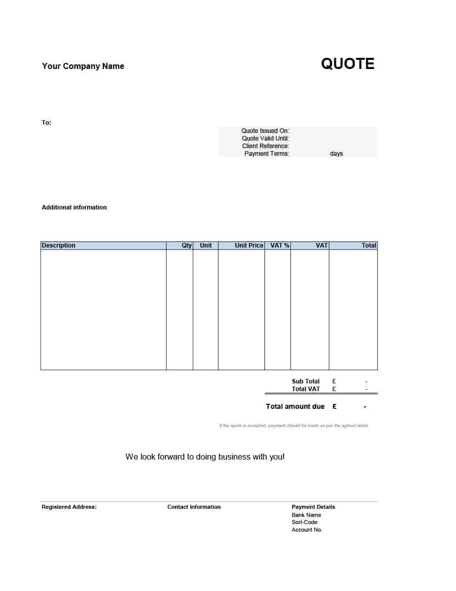 17+ Excel Quotation Templates | Free Quotation Templates For Work Estimate Template Word