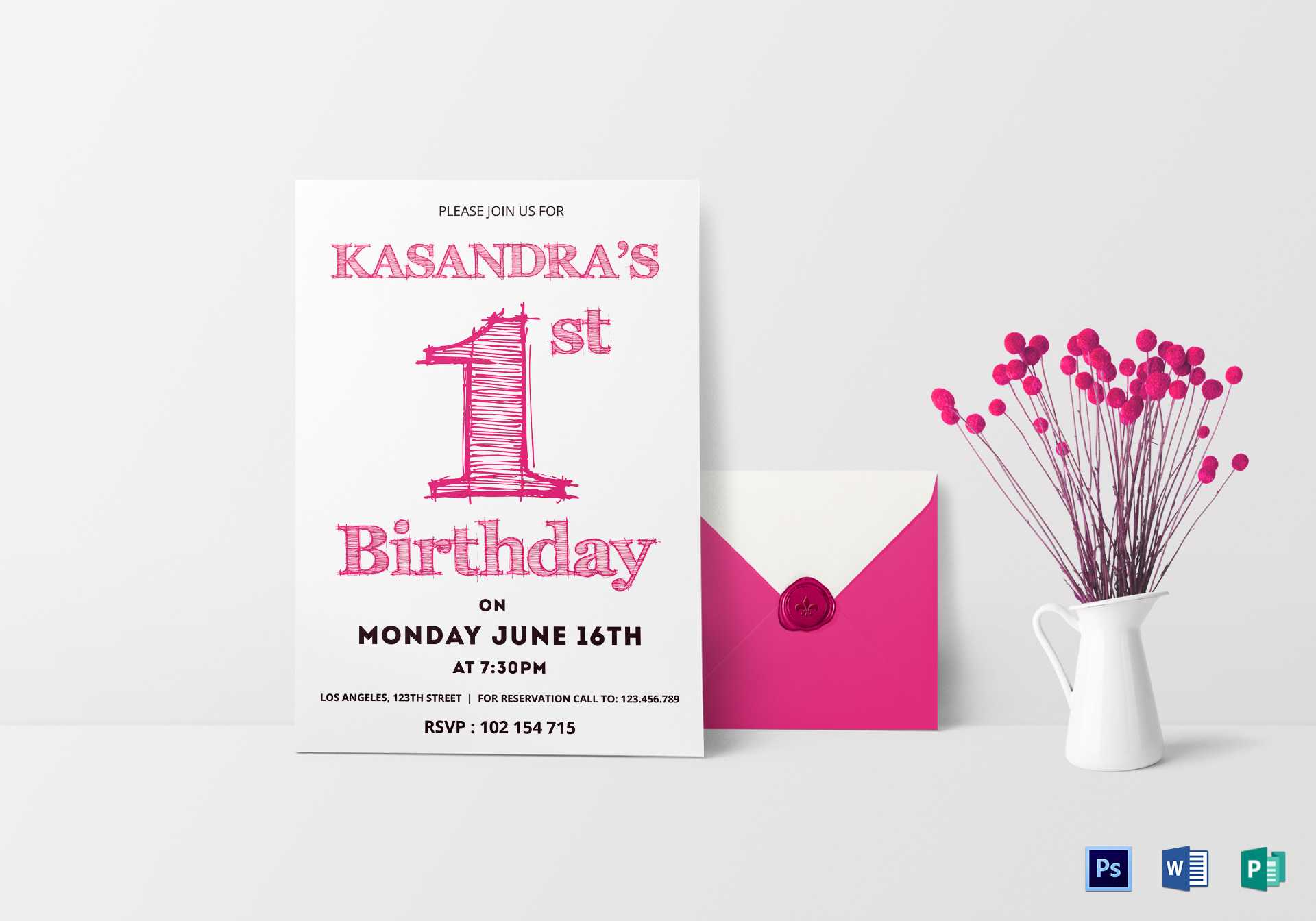 1St Birthday Party Invitation Card Template For Birthday Card Publisher Template