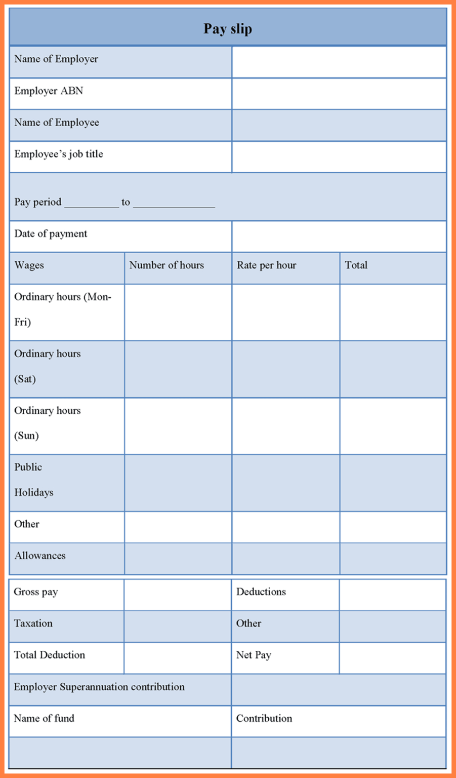 2+ Blank Payslip Template 