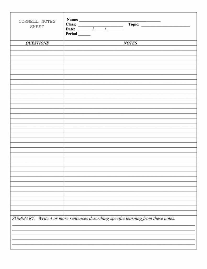 20+ Cornell Notes Template 2019 – Google Docs & Word Intended For Cornell Note Template Word
