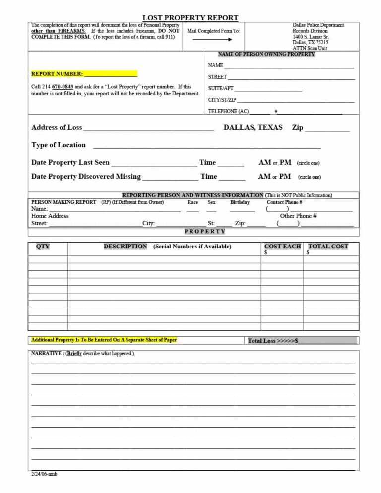 Fake Police Report Template