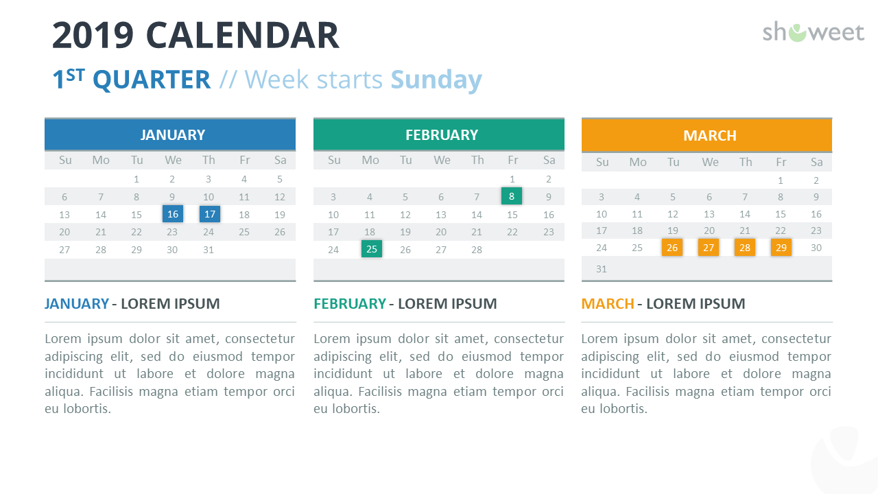 2019 Calendar Powerpoint Templates Pertaining To Microsoft Powerpoint Calendar Template