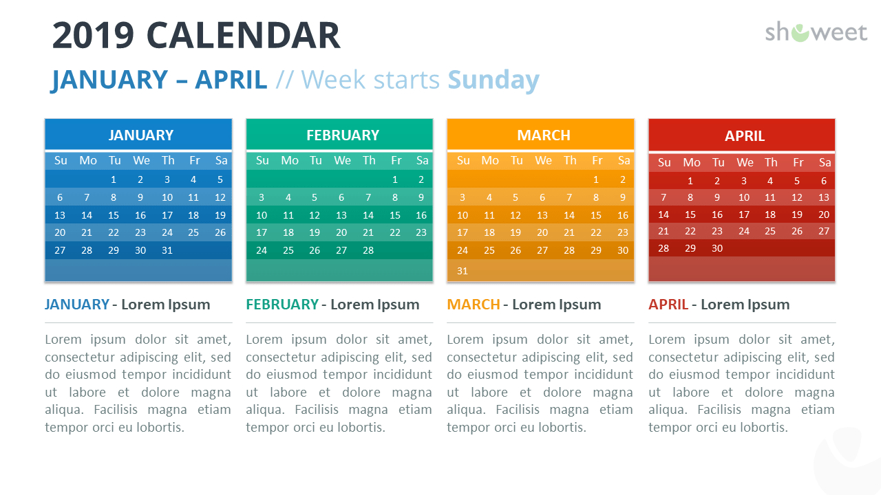 2019 Calendar Powerpoint Templates Regarding Microsoft Powerpoint Calendar Template