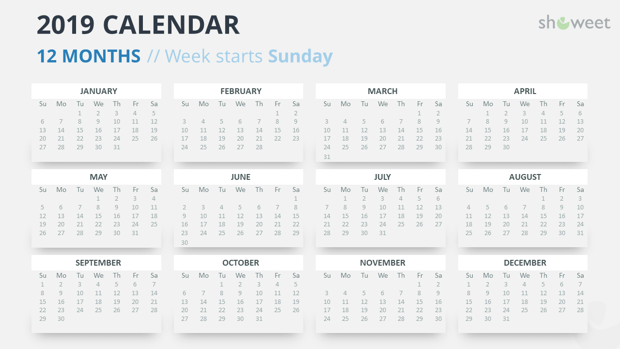 2019 Calendar Powerpoint Templates Throughout Microsoft Powerpoint Calendar Template