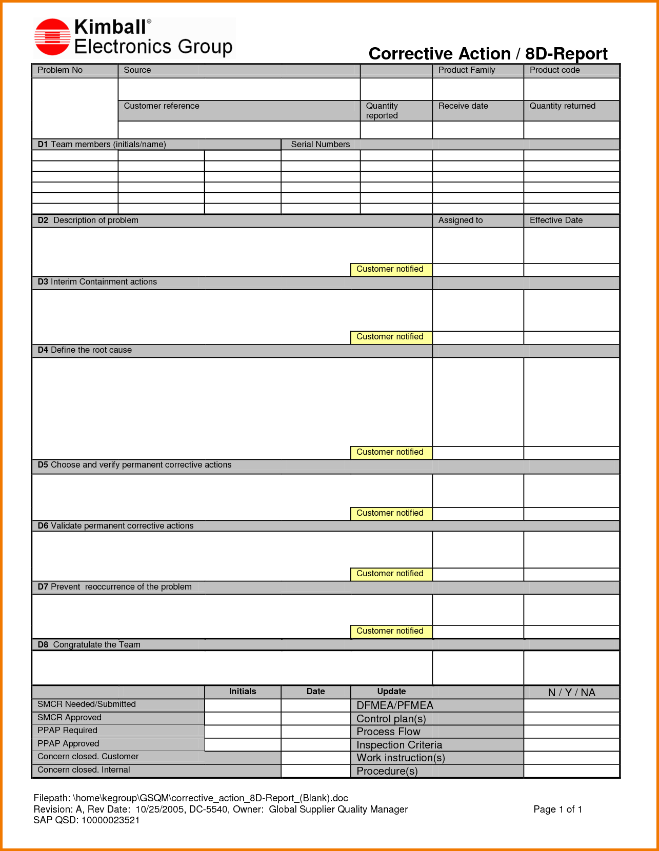 22 Images Of 8D Excel Template | Dinapix With Regard To 8D Report Format Template