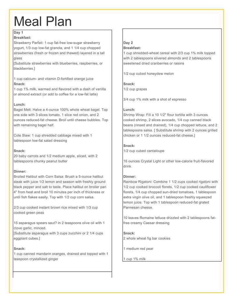 25+ Free Weekly/daily Meal Plan Templates (For Excel And Word) Pertaining To Weekly Meal Planner Template Word