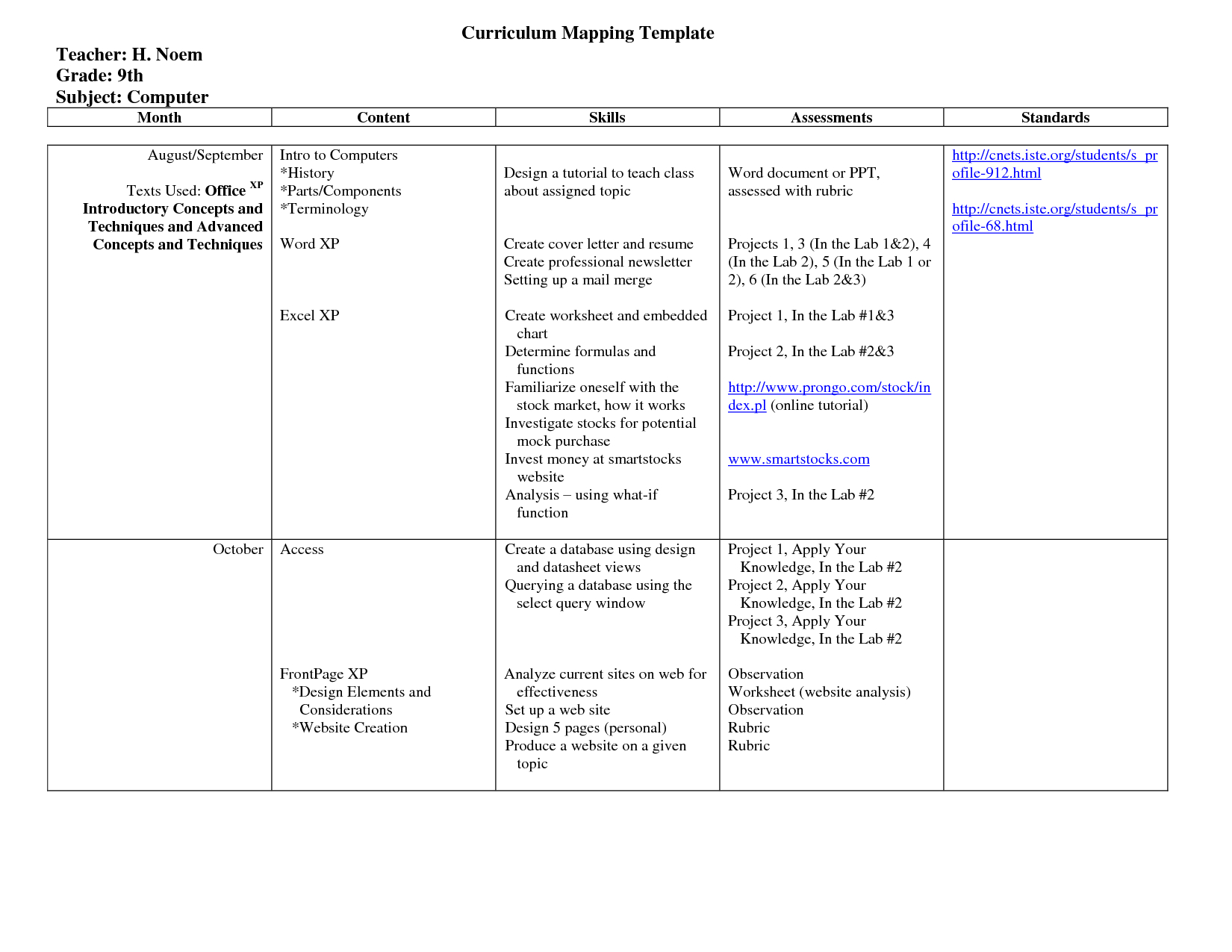 25 Images Of Curriculum Mapping Template For Training With Regard To Blank Curriculum Map Template