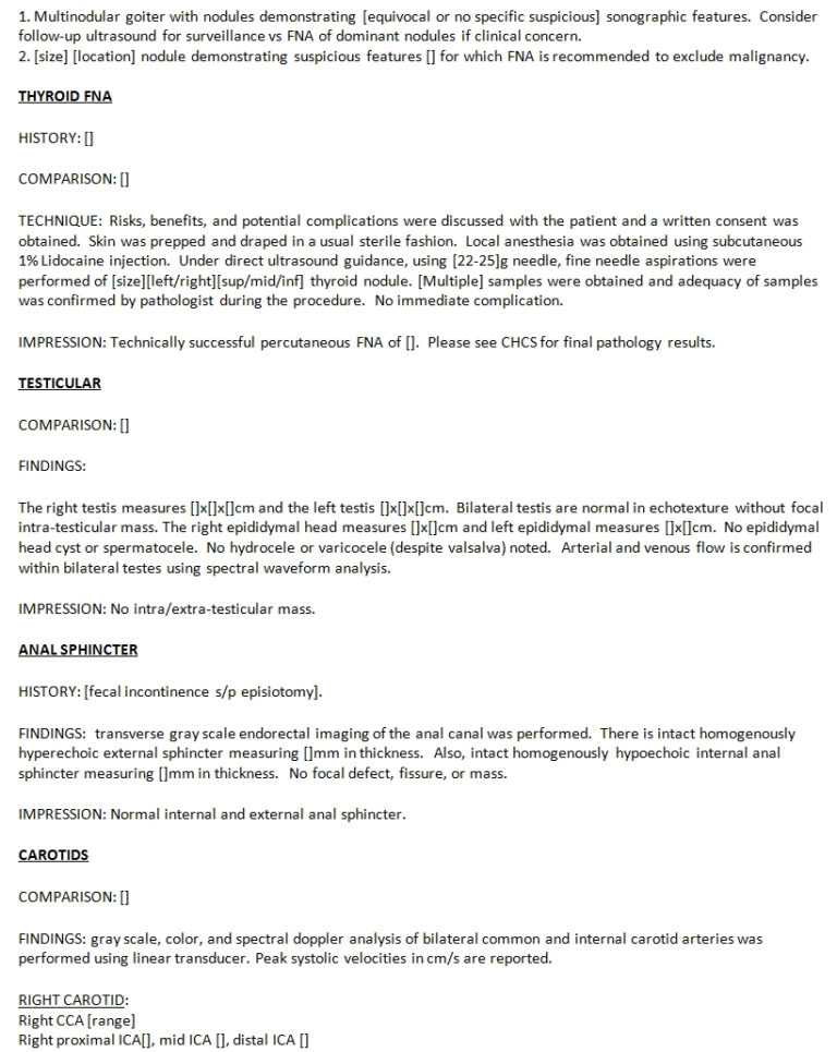 Thyroid Ultrasound Worksheet Template