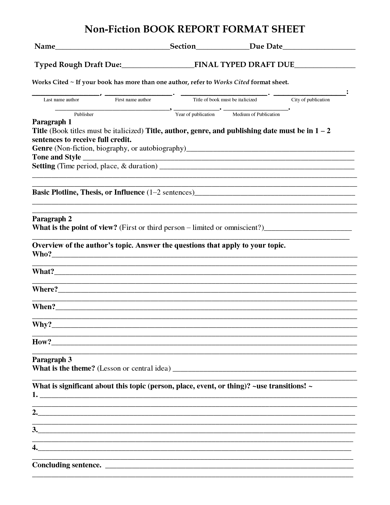 28 Images Of 5Th Grade Non Fiction Book Report Template Throughout Nonfiction Book Report Template