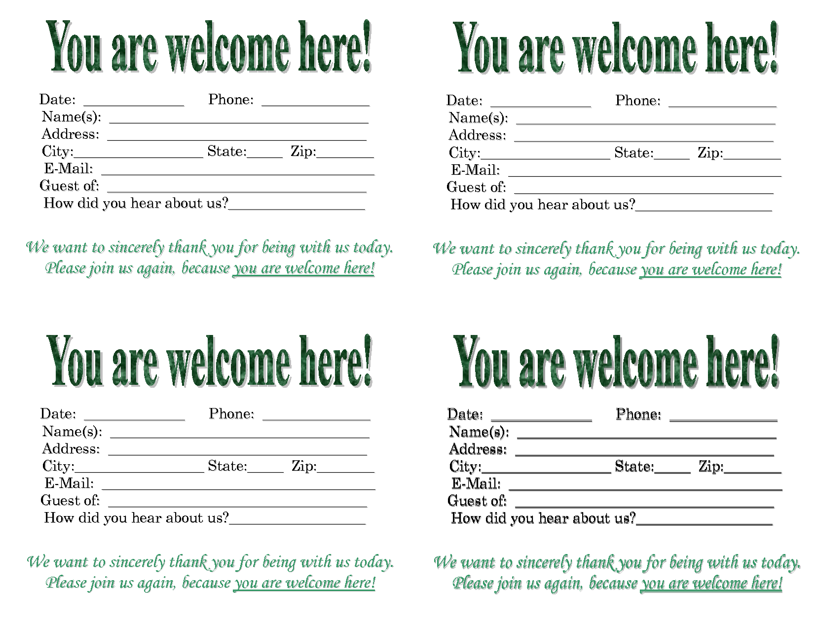 3 Best Images Of Church Visitor Card Template – Church Intended For Church Visitor Card Template Word