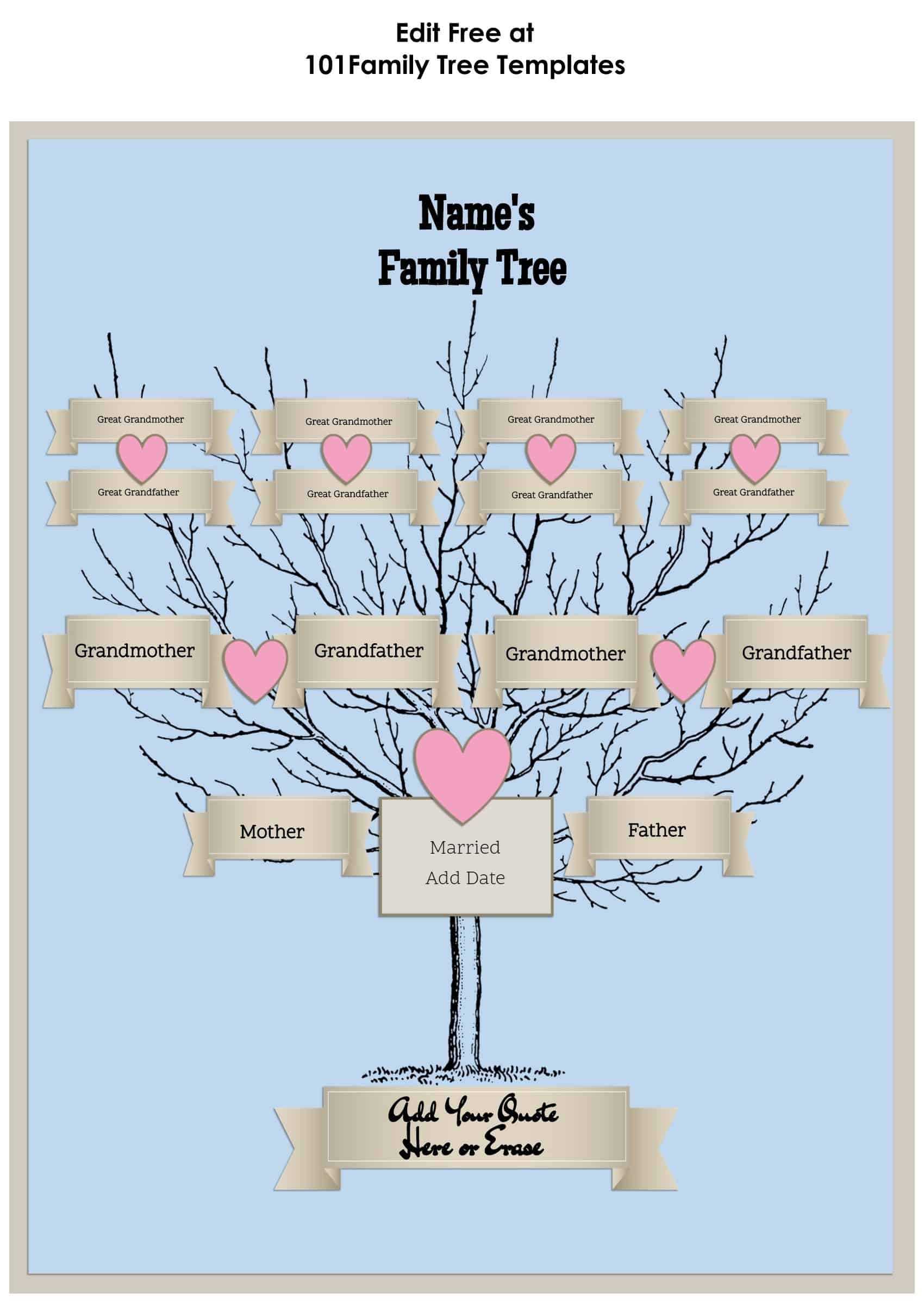 3 Generation Family Tree Generator | All Templates Are Free Within Blank Family Tree Template 3 Generations