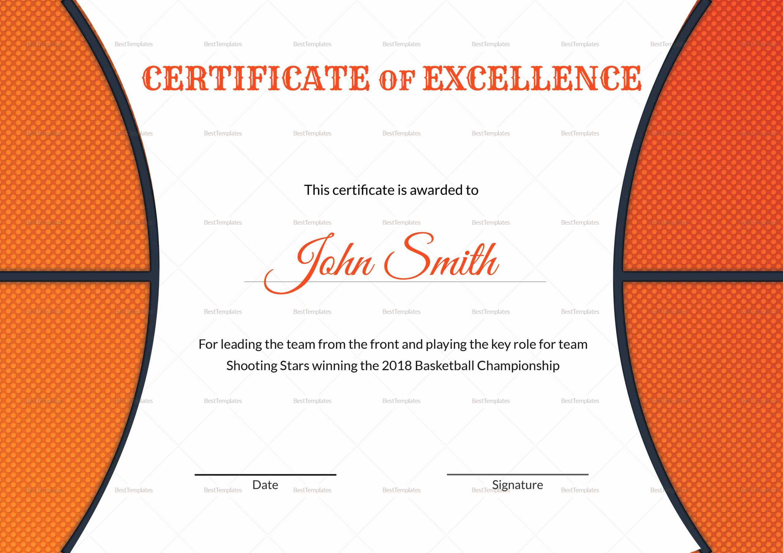 30 Basketball Award Certificate Template | Pryncepality Regarding Basketball Certificate Template