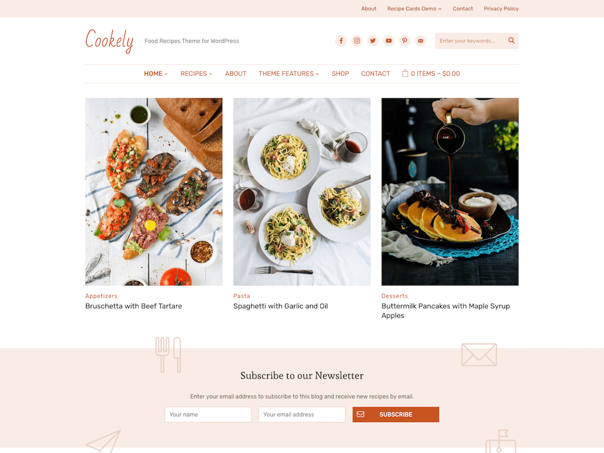 30+ Best Food WordPress Themes For Sharing Recipes 2019 With Blank Food Web Template
