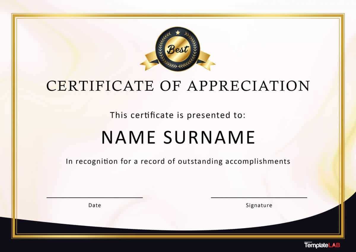 30 Free Certificate Of Appreciation Templates And Letters Regarding Template For Certificate Of Award