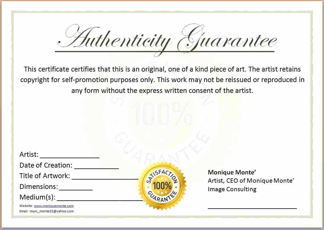 30 Free Certificate Of Authenticity Template | Pryncepality For Certificate Of Authenticity Template