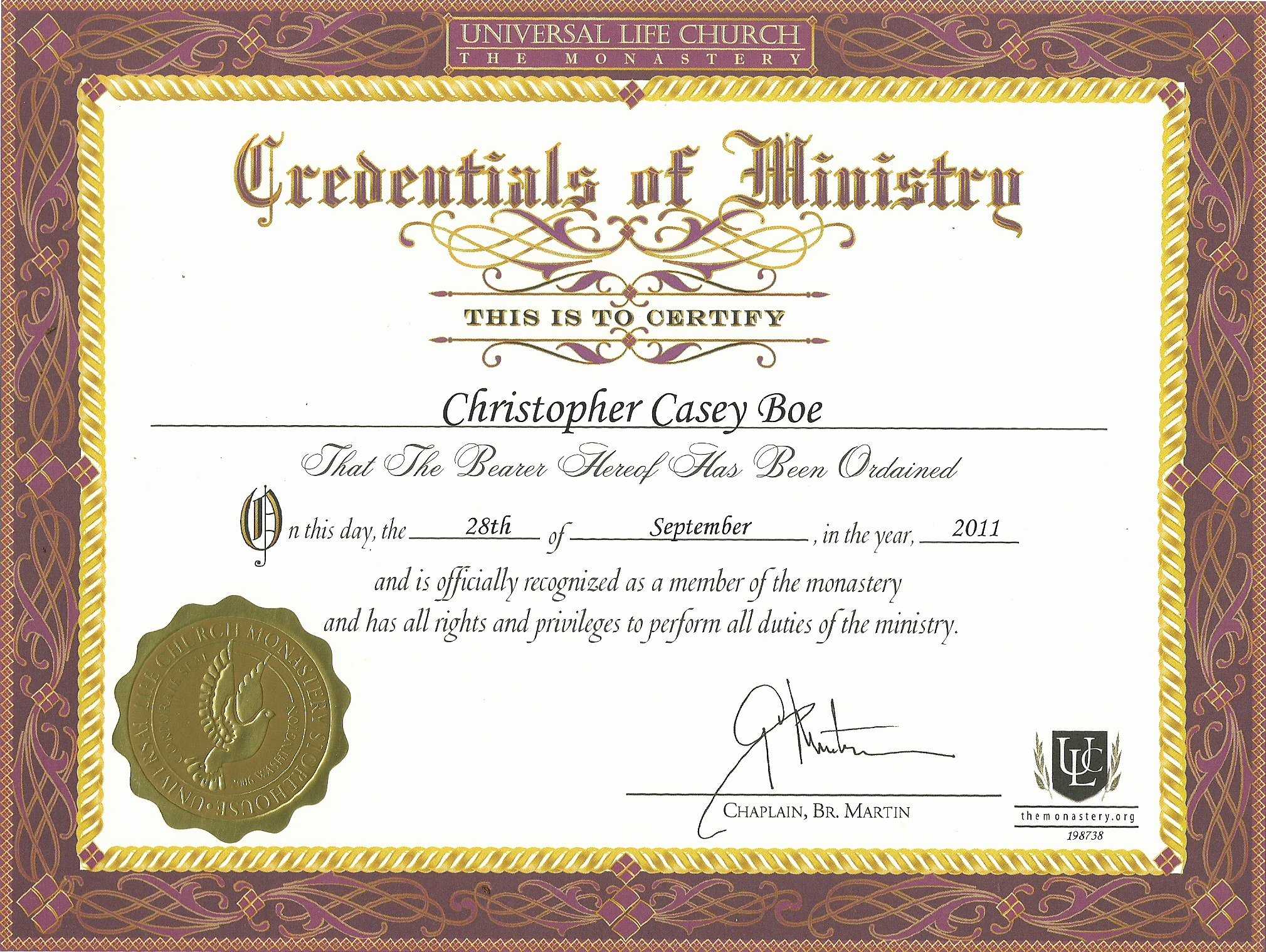 30 Minister License Certificate Template | Pryncepality Pertaining To Certificate Of Ordination Template