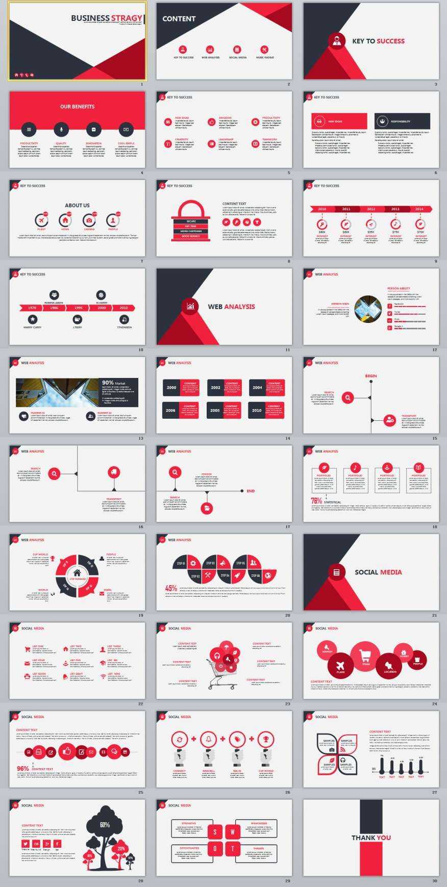 30+ Red Infographics Business Powerpoint Template | Page For How To Create A Template In Powerpoint