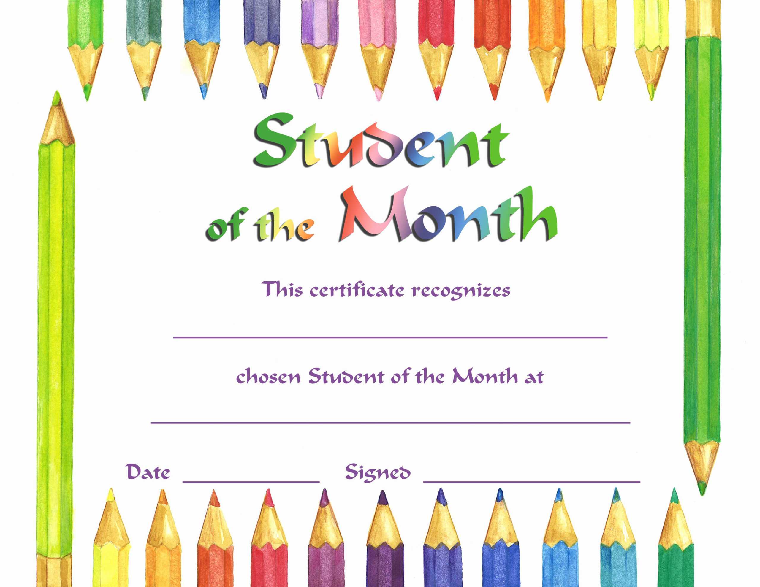 30 Student Of The Month Certificate Template | Pryncepality Pertaining To Free Printable Student Of The Month Certificate Templates