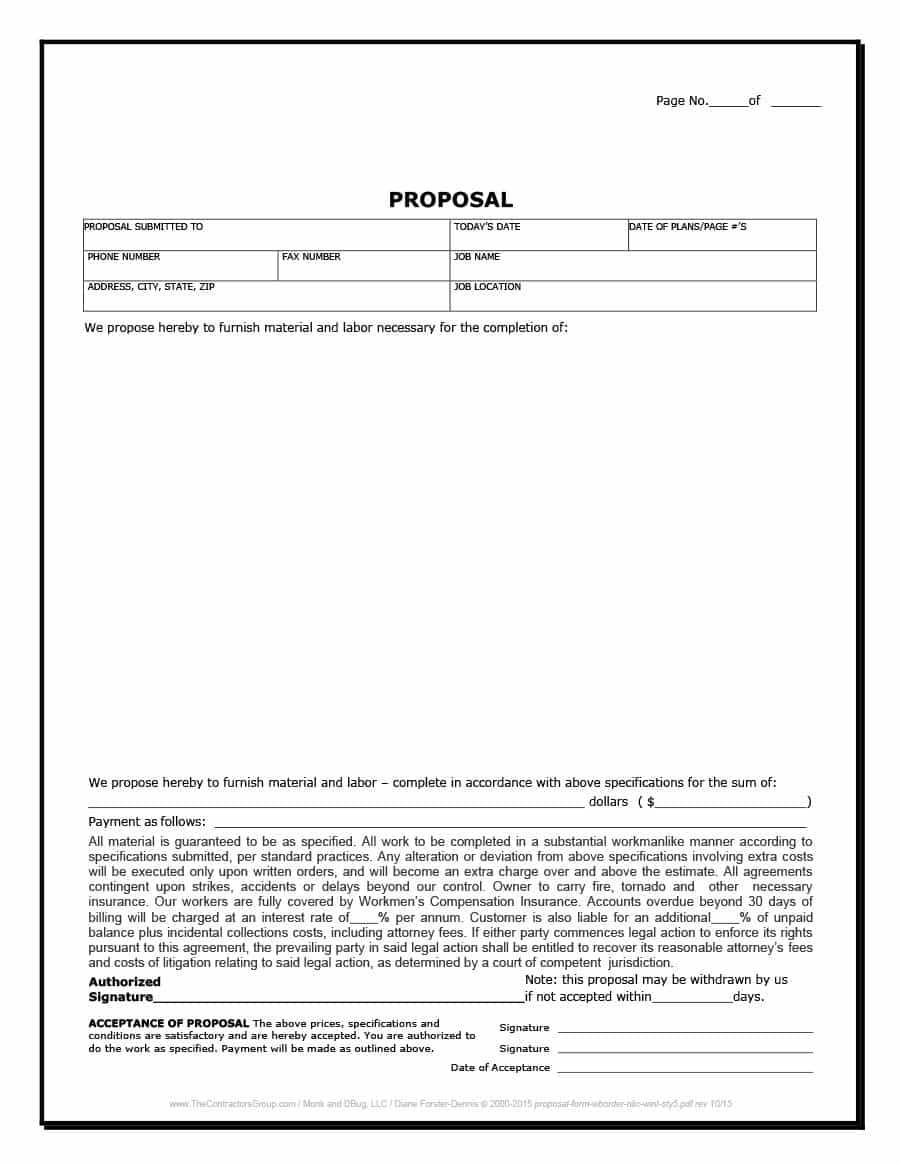 31 Construction Proposal Template & Construction Bid Forms Throughout Free Construction Proposal Template Word