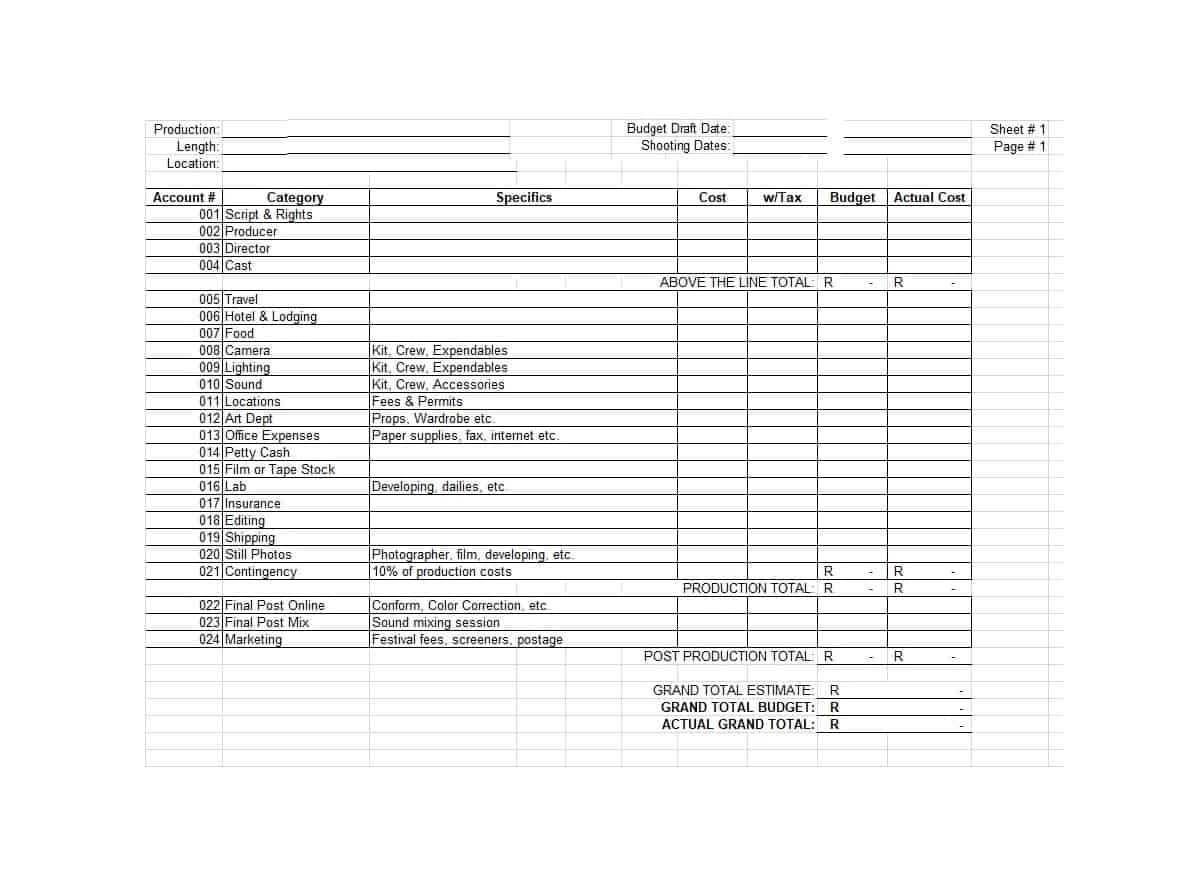 33 Free Film Budget Templates (Excel, Word) ᐅ Template Lab Pertaining To Shooting Script Template Word