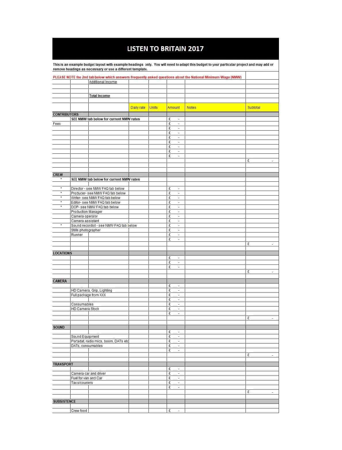 33 Free Film Budget Templates (Excel, Word) ᐅ Template Lab Pertaining To Sound Report Template