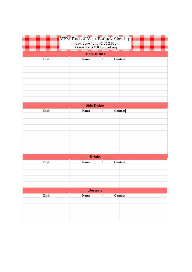 38 Best Potluck Sign Up Sheets (For Any Occasion) ᐅ Pertaining To Potluck Signup Sheet Template Word