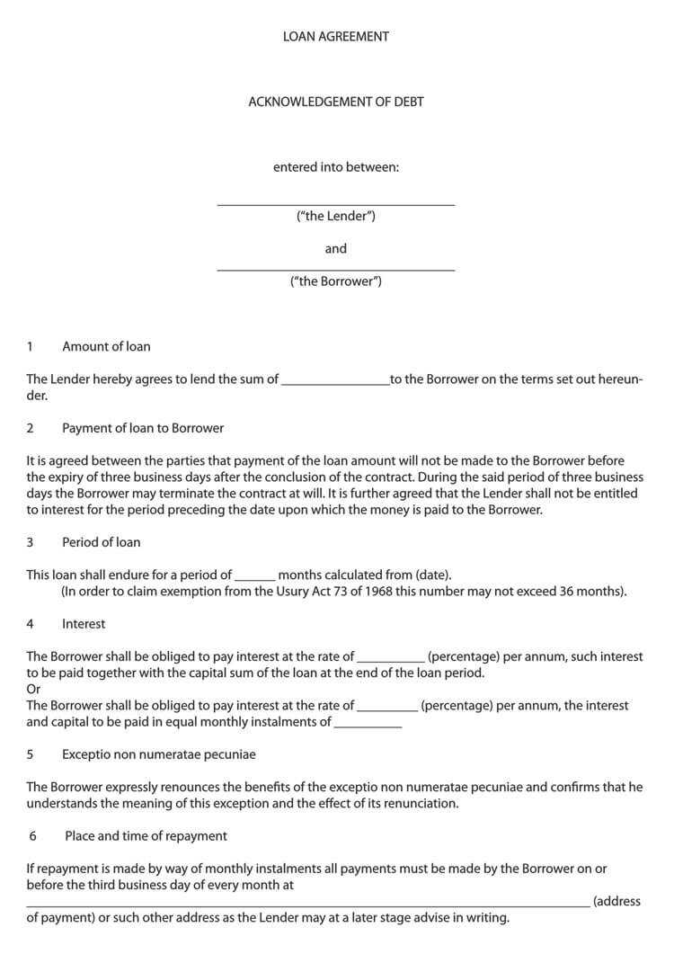 38 Free Loan Agreement Templates & Forms (Word, Pdf) Within Blank Loan Agreement Template