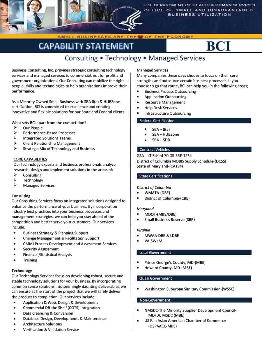 39 Effective Capability Statement Templates (+ Examples) ᐅ Inside Capability Statement Template Word