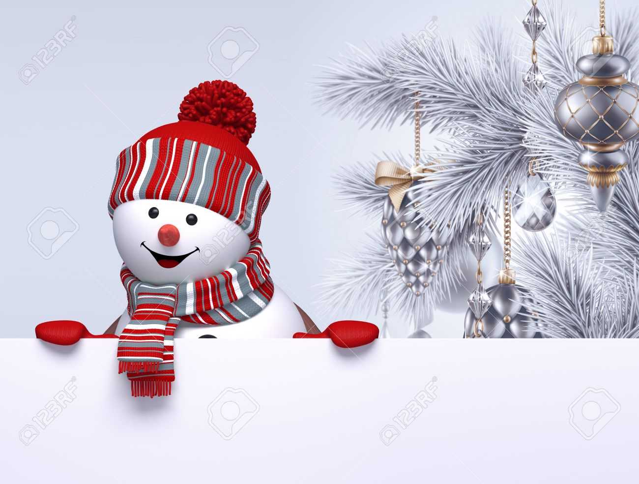 3D Snowman, Christmas Tree Hanging Ornaments, Greeting Card Template,.. In 3D Christmas Tree Card Template